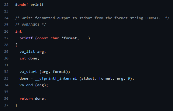 GNU C 라이브러리의 printf.c 파일