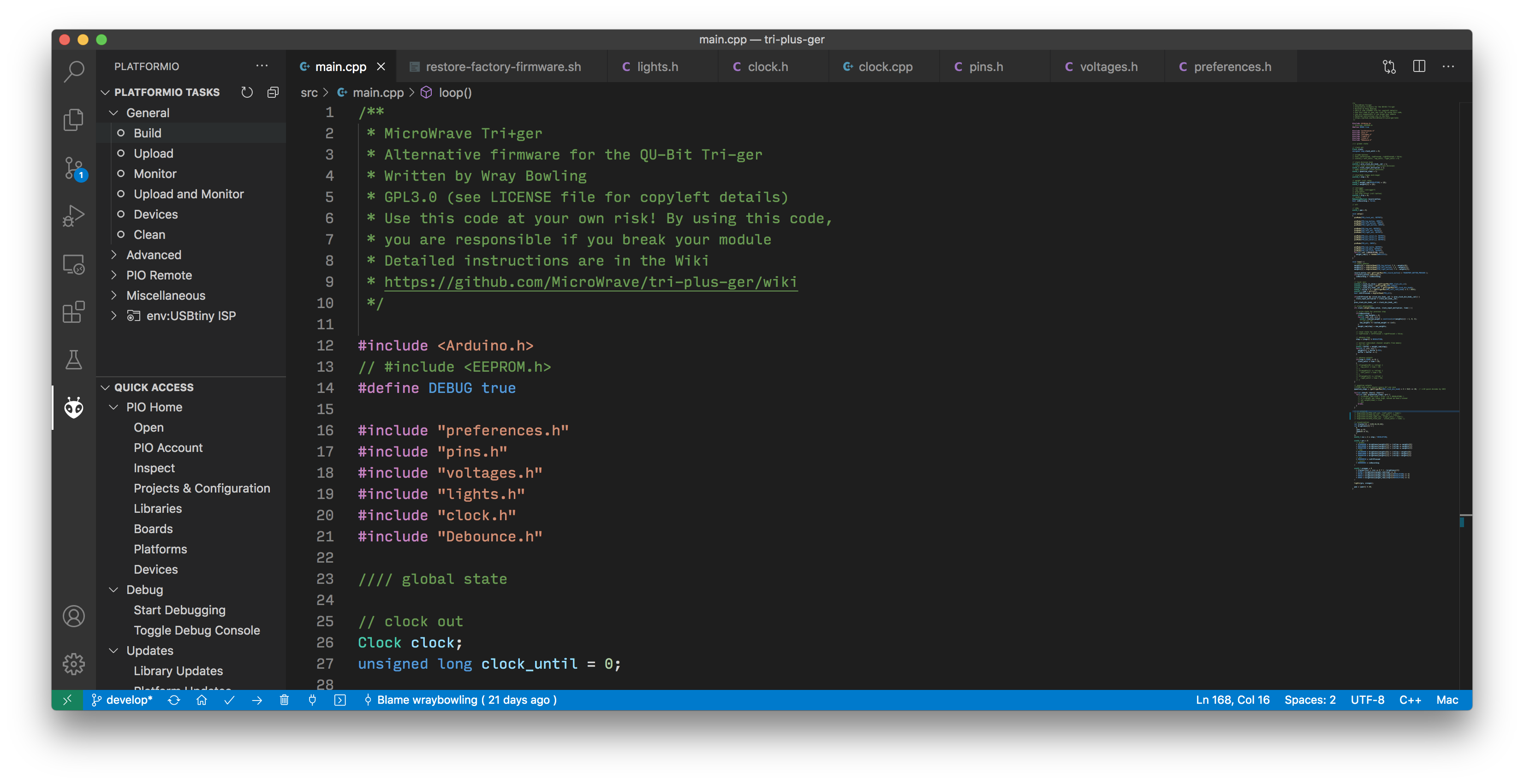 Tri+ger loaded into Microsoft Visual Studio Code