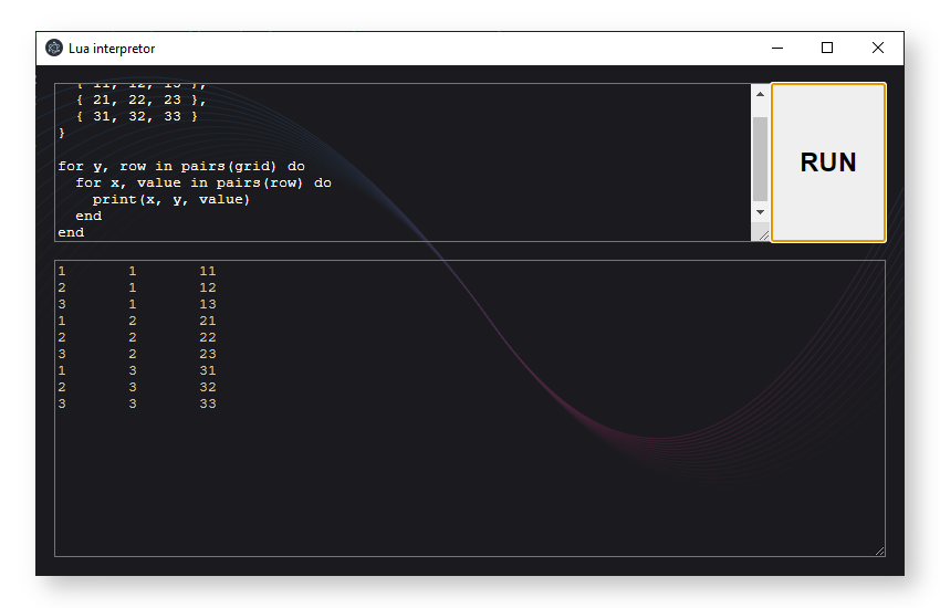 Example running on Windows 10