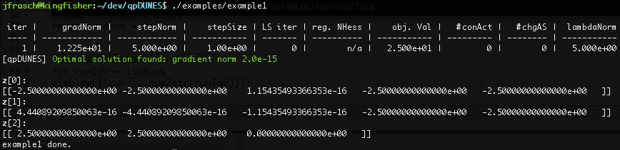 sample terminal output